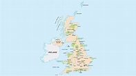 Mapa con las ciudades de Reino Unido