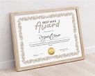 Best Wife Certificate Award Template Editable Printable Best - Etsy India