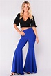 Women Loose High Waist Wide Leg Pants Flare Pants Cropped Palazzo Bell ...