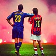 Marco Materazzi (Inter Milan) and Rui Costa (AC Milan) watching on as ...