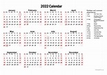 free printable 2022 calendar with holidays calendar 2022 - large desk ...