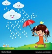Little girl in rain day 001 Royalty Free Vector Image