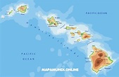 ⊛ Mapa de Hawaii 🥇 Político y Físico Imágenes HD | 2023