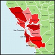 Bay area county map - San Francisco bay area county map (California - USA)