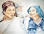 Dos mujeres indígenas y niño Milica Zivkovic - Artelista.com
