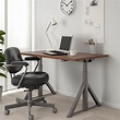 IDÅSEN - 電動升降式工作桌, 棕色/深灰色 | IKEA 線上購物