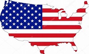 Mapa de Estados Unidos con bandera: fotografía de stock ...