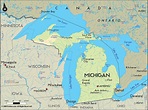 Michigan Map With Cities And Lakes | US States Map