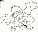 Bart y Homer mirando hacia arriba para colorear, pintar e imprimir ...
