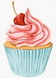 Vectorized cupcake topped with maraschino cherry sticker overlay | free ...