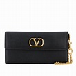 Valentino Garavani Outlet: VLogo wallet in grained leather with chain ...