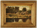 Lot 325: George Giddens oil on canvas, Cabin Scene | Case Auctions