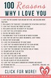 200 Reasons Why I Love You List For Adults & Kids (Free Printable ...