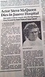 Steve McQueen, dead at 50. | Historical newspaper, Steve mcqueen ...