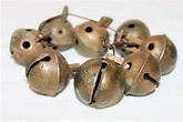 Antique Sleigh Bells, set of 8 No. 3 Solid Brass Sleigh Bells, Petal Bells
