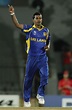 Nuwan Kulasekara celebrates the second of his three wickets ...
