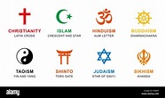 Les symboles de la religion du monde de couleur. Des signes de ...