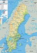 Carta geografica della Svezia: topografia e caratteristiche fisiche ...