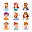 People avatar characters set. Men and women avatars in cartoon style ...