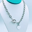 Tiffany & Co. 925 Sterling Silver Heart Charm Toggle Necklace 16" ⋆ SmartShop Jewelry