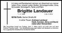 Traueranzeigen von Brigitte Landauer | trauer.nn.de
