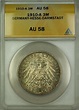 1910-A Germany Hesse Darmstadt 3M Three Marks Silver Coin ANACS AU-58 ...