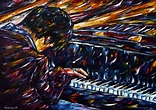 "Pianist" by Mirek Kuzniar, Öl auf Leinwand, Spachteltechnik # ...