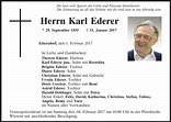 Traueranzeigen von Karl Ederer | Mittelbayerische Trauer
