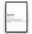 Family Definition Print - Poster Wall Art Quote Typography Home - Frame ...