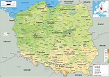 Mapa fizyczna Polski - mapa wysokościowa Polski (Europa Wschodnia - Europa)