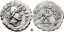 Lucius Aurelius Cotta. 105 BC. AR Serrate Denarius. Draped bust of ...