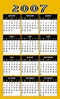 Calendar 2007. A calendar for 2007 on a gold background with the months ...