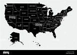 Mapa de los Estados Unidos de América en blanco y negro Imagen Vector ...