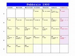 Calendario Febbraio 1900 da stampare