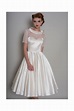 Hattie Tea Length Satin 1950s Wedding Dress With Sleeve