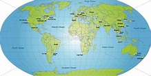 Karte von Welt mit Hauptstädten in Grün - Lizenzfreies Bild - #10647377 ...