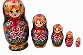 Bambole matrioska rosse in legno con fiori su Matriosca.info