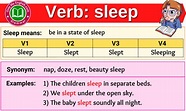 Sleep Verb Forms - Past Tense, Past Participle & V1V2V3