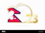 Año 2023 con patrón de la bandera de Nepal. Ilustración de vectores ...
