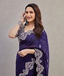 Madhuri Dixit's festive look in a purple cut work saree for an event!
