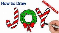 How to Draw Christmas Wreath JOY | Christmas Drawings Art Tutorial ...