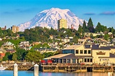 Im Stadtzentrum Gelegene Skyline Tacomas, Washington, USA Stockfoto - Bild von puget, hoch ...