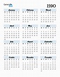 1590 Yearly Calendar Templates with Monday Start