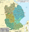 Lincolnshire County Map, Map of Lincolnshire County, England, UK