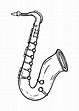 el saxofón es un instrumento musical al estilo de dibujado a mano ...