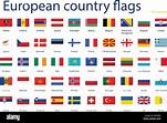 Ilustración Vector conjunto de banderas de países europeos con nombres ...