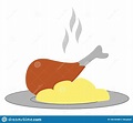 Mashed Potatoes and Chicken Meal, Vector or Color Illustration Stock ...