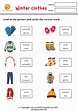 Free Winter Clothes Worksheets PDF - worksheetspack