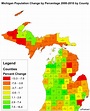 Michigan Population Change From 2000 - 2010 by County [OC] [6346x7850 ...