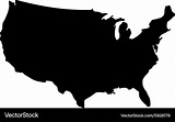 Black silhouette map of United States of America Vector Image